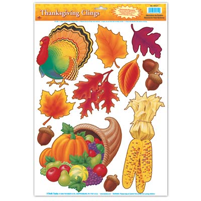 Click to view product details and reviews for Thanksgiving Clings 305cm 11 Per Sheet.