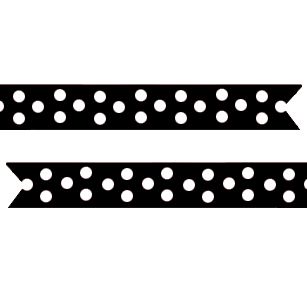Polka Dot Pre Printed Ribbon Black 25mm Per Metre
