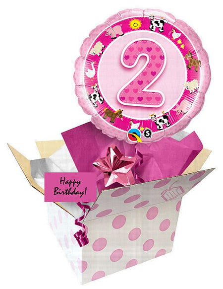 Send A Balloon Pink Farm Animals Age 2