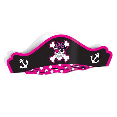 Click to view product details and reviews for Printed Pink Pirate Card Hat.