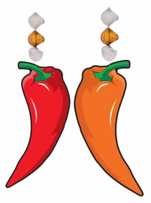 Chilli Pepper Danglers 762cm Pack Of 2