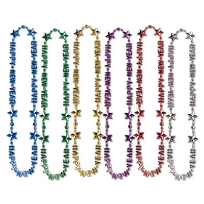 Happy New Year Beads 914cm Assorted Colours Each