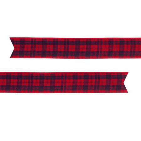 Tartan Printed Ribbon Red 25mm Per Metre