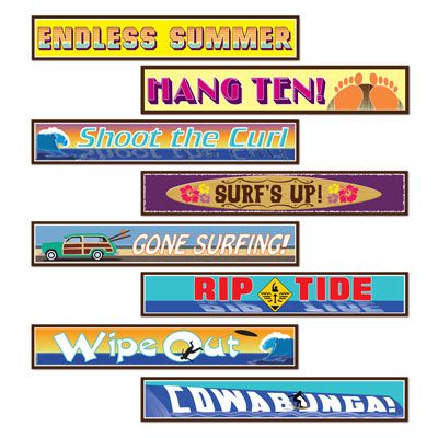 Surfer Street Sign Cutouts 61cm Pack Of 4