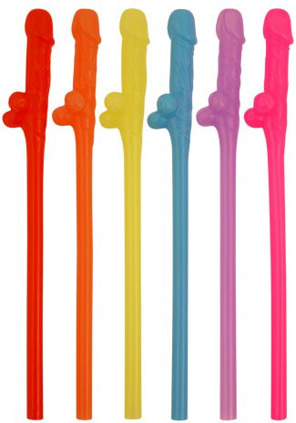 Rainbow Willy Straws Pack Of 6