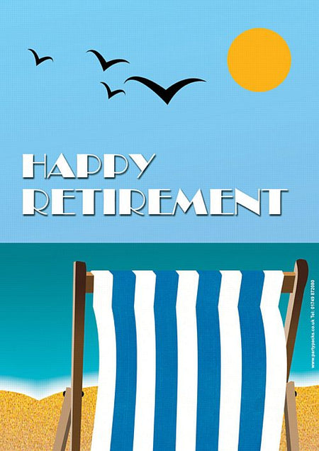 Blue Retirement Deckchair Poster A3