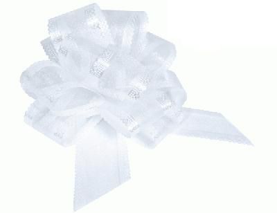 Click to view product details and reviews for White Premium Quality Organza Pullbows 50mm.