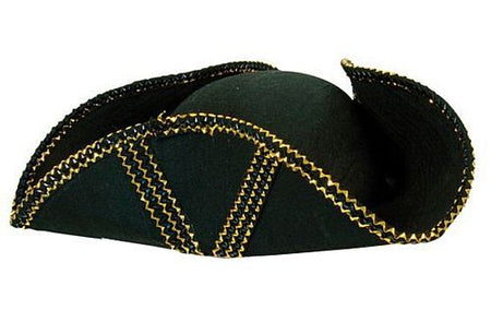 Click to view product details and reviews for Tricorn Pirate Hat With Gold Trim.