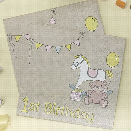 Click to view product details and reviews for Rock A Bye Baby 1st Birthday Napkins 127cm Pack Of 20.