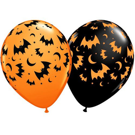 Flying Bats Moons Assorted Orange Onyx Black Latex Balloons 11 Pack Of 10