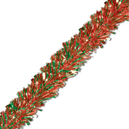 Red Green Luxury Tinsel Garland 6 Ply 46m