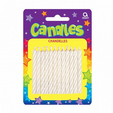 Click to view product details and reviews for White Candy Stripe Candles 63cm Pack Of 24.