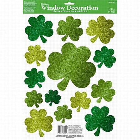 Lucky Shamrock Wishes Glitter Window Decoration 457cm