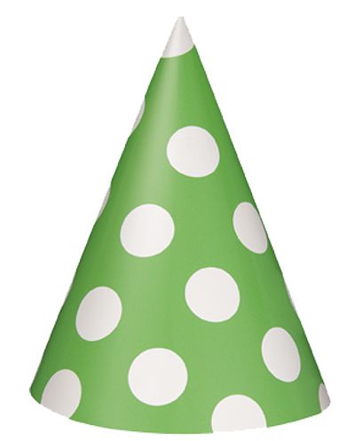 Green Dots Cone Hats Pack Of 8