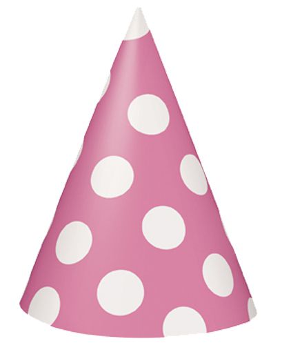 Click to view product details and reviews for Pink Dots Cone Hats Pack Of 8.