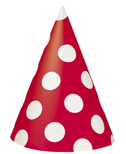 Red Dots Cone Hats Pack Of 8