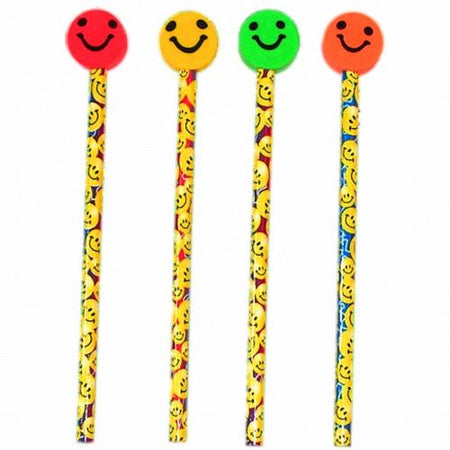 Smiley Themed Pencil With Eraser Each