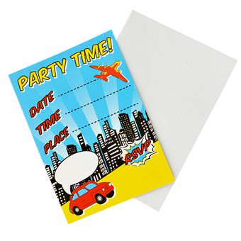 Click to view product details and reviews for Pop Art Superhero Invitations Pack Of 10.