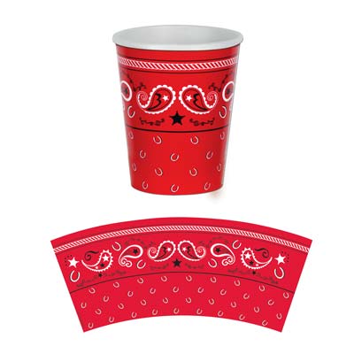 Bandana Beverage Cups 9oz Pack Of 8