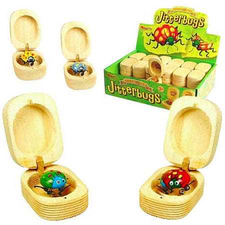 Wooden Jitterbug Toy Assorted Colours 4cm Each