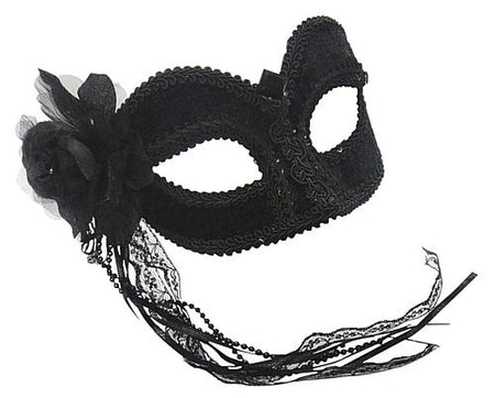 Black Velvet Flower Mask Glasses Style
