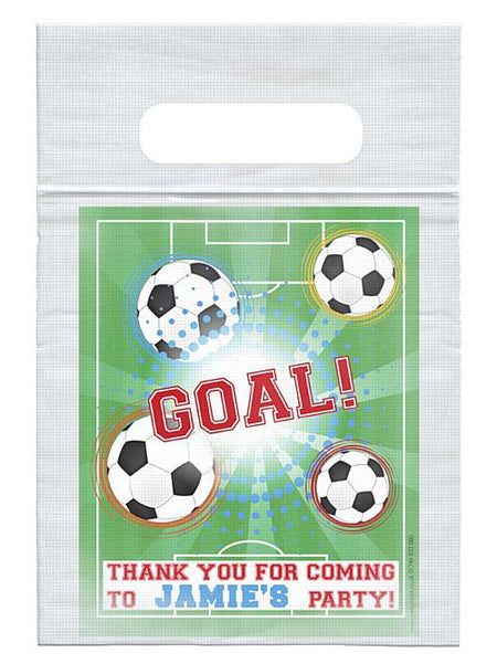 Personalised Football Themed Card Insert With Sealed Party Bag Each