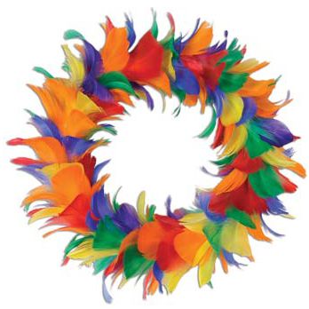 Click to view product details and reviews for Rainbow Feather Wreath 305cm.