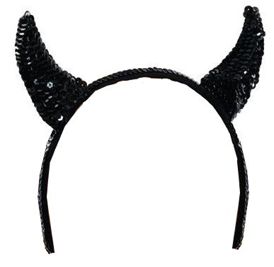 Click to view product details and reviews for Black Sequin Devil Horns.