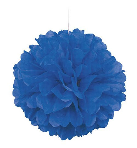 Blue Pom Pom Tissue Value Decoration 40cm