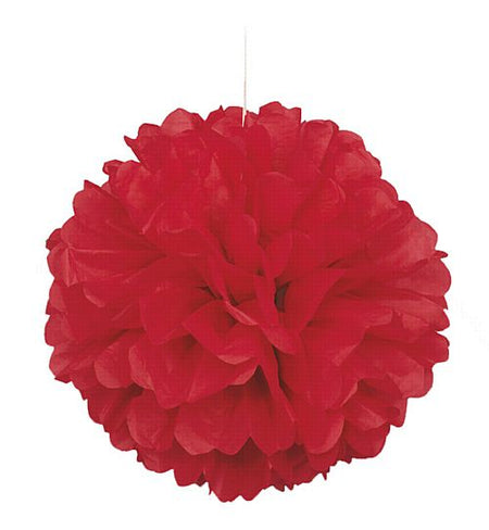 Red Pom Pom Value Tissue Decoration 40cm