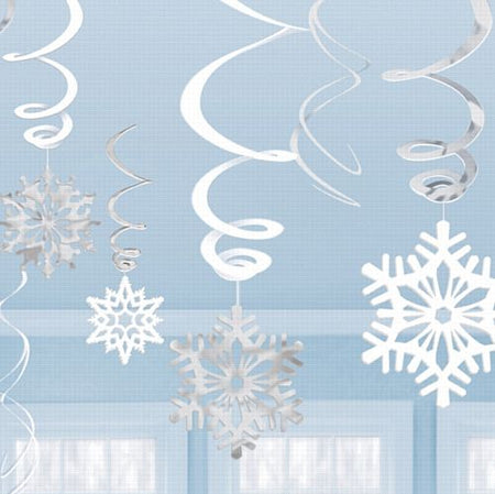 Snowflake Value Pack Swirl Decoration Assorted Designs Pack Of 12