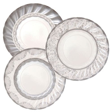 Click to view product details and reviews for Assorted Party Porcelain Silver Plates 18cm Pack Of 12.