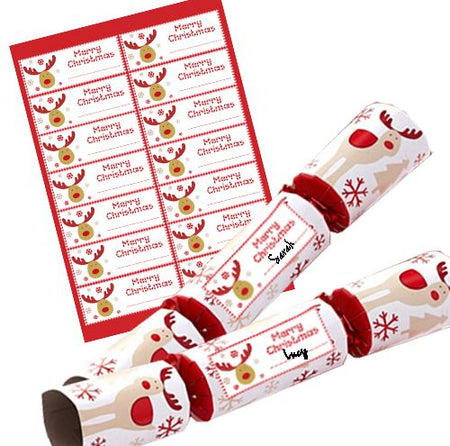 Rudolph Personalised Christmas Cracker Labels Sheet Of 14