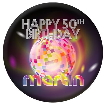 Personalised 1970s Disco Party Badge 58mm Each