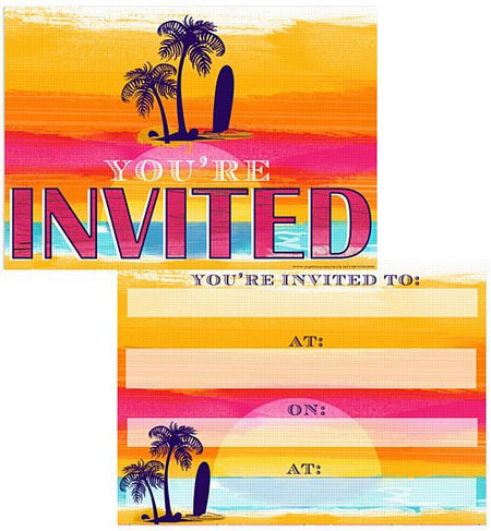 Click to view product details and reviews for Tropical Sunset Invites Pack Of 8.
