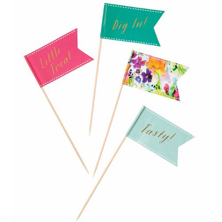 Floral Fiesta Canape Flags Pack Of 24