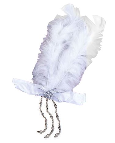 Click to view product details and reviews for Flapper Headband With White Feathers.