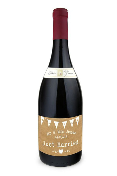 Click to view product details and reviews for Personalised Wine Bottle Labels Brown Paper Effect Pack Of 4.