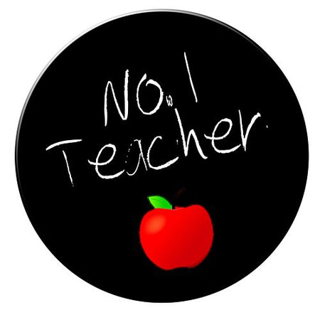 No 1 Teacher Badge 58mm Pinned Back Each