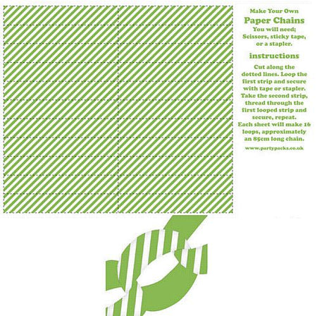 Stripe Green Paper Chain Kit A3 Card