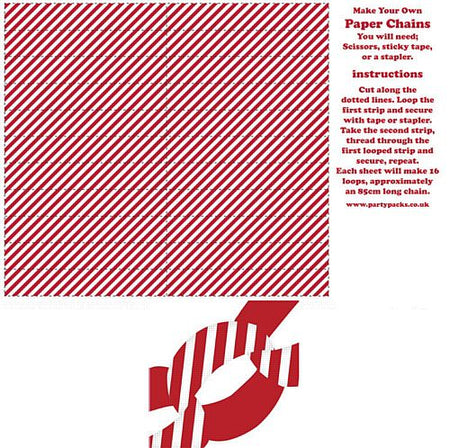 Stripe Red Paper Chain Kit A3 Card