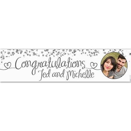 Congratulations Glitter Personalised Photo Banner 12m