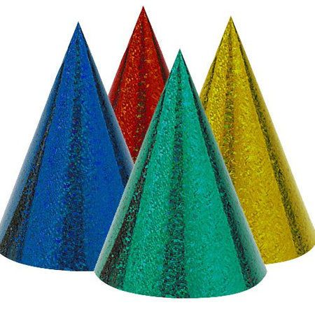 Prismatic Party Cone Hats Assorted Pack Of 8