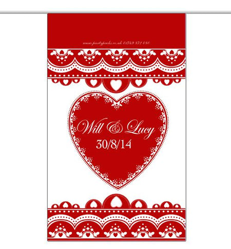 10m Personalised Hearts Interior Bunting Red