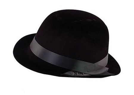 Click to view product details and reviews for Black Flock Bowler Hat.