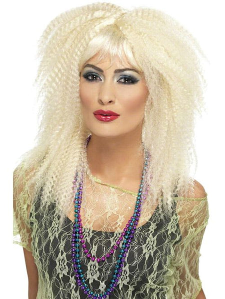 Click to view product details and reviews for 80s Blonde Crimped Wig.