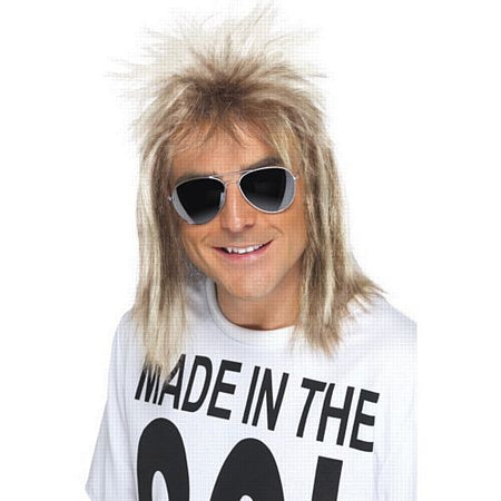 80s Mullet Wig Ash Blonde