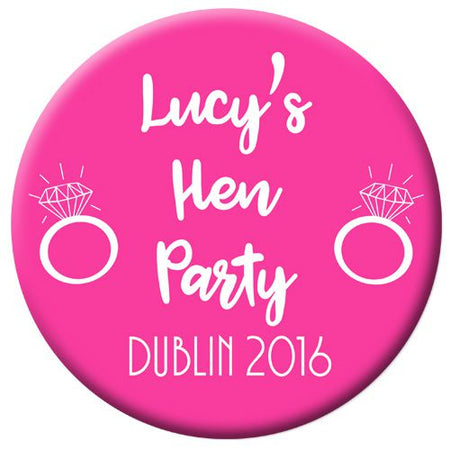 Click to view product details and reviews for Personalised Hen Party Badge Pink 58mm Each.