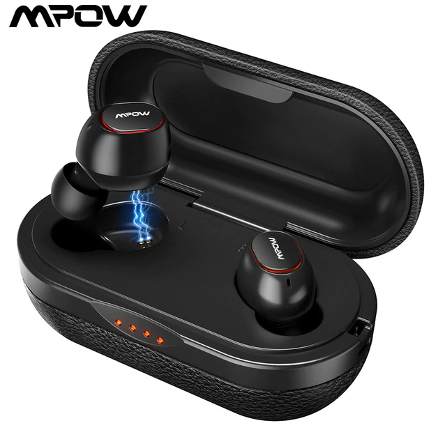 Mpow T5 TWS Bluetooth 5.0 Earphone 3D Stereo Wireless Handsfree Earphones Mini AptX Earbuds IPX7 Waterproof With 36H Playtime