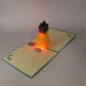 Birthday Music Pineapple 3D Pop Up Cards Led Light Pop Up Greeting Card